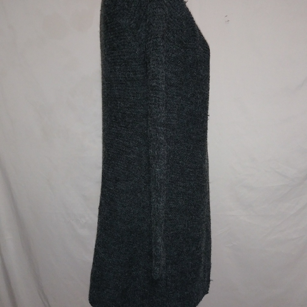 Sioni M Gray Burled Knit Long Open Front Cardigan - Picture 5 of 8